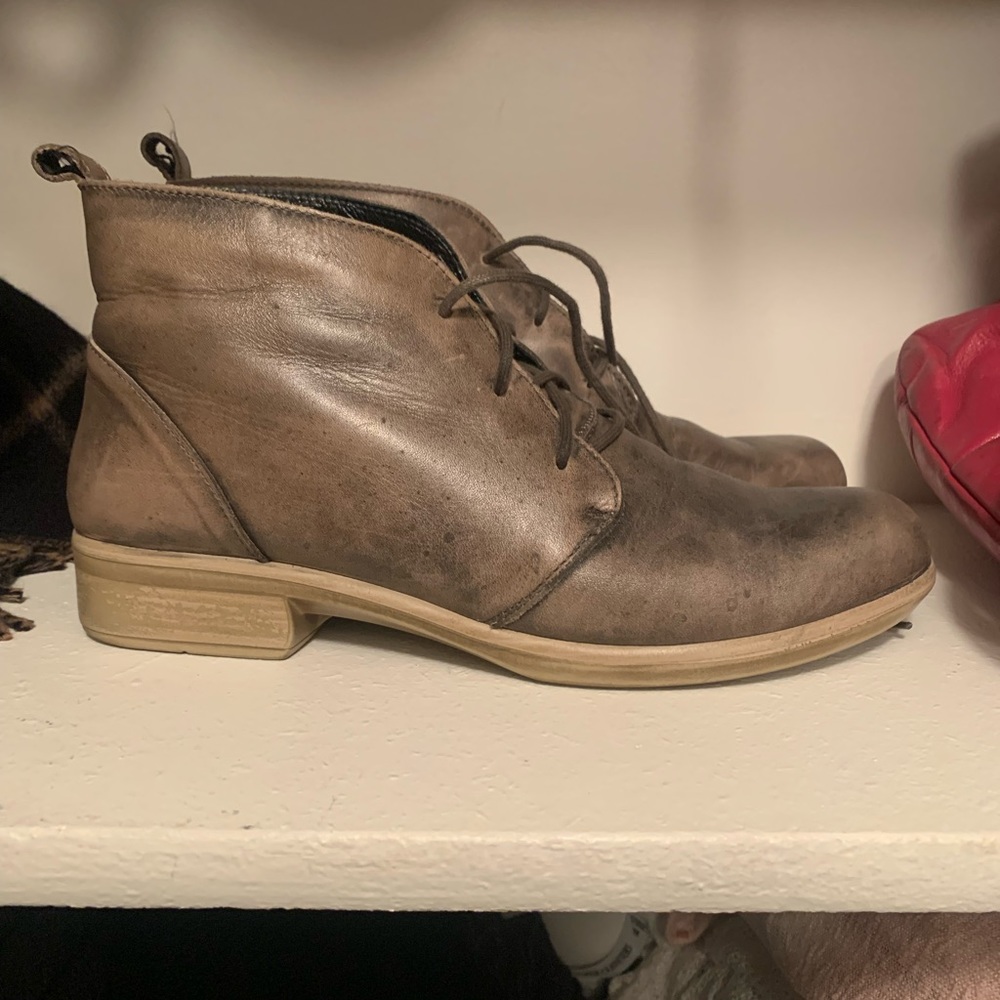 Naot size 41 on vintage gray. Small water specks on right shoe (shown)